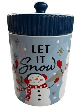 SCM Home "Let It Snow" Snowman Stoneware Christmas Cookie Jar 6" Width